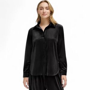 386M NWT Calvin Klein Velour Button Front Collared Shirt - Size: PM